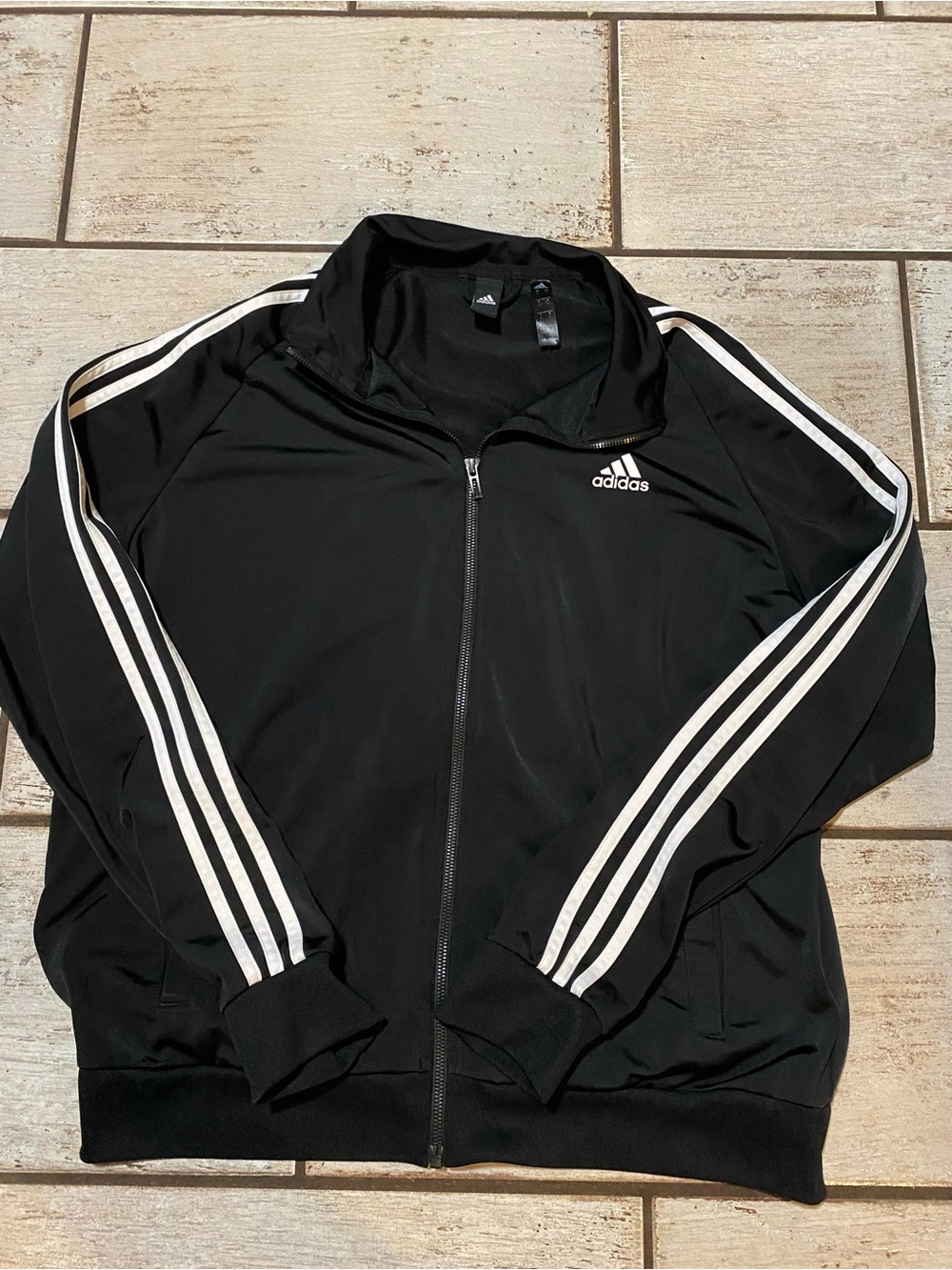 adidas Black Track Jacket with White Stripes Size Large